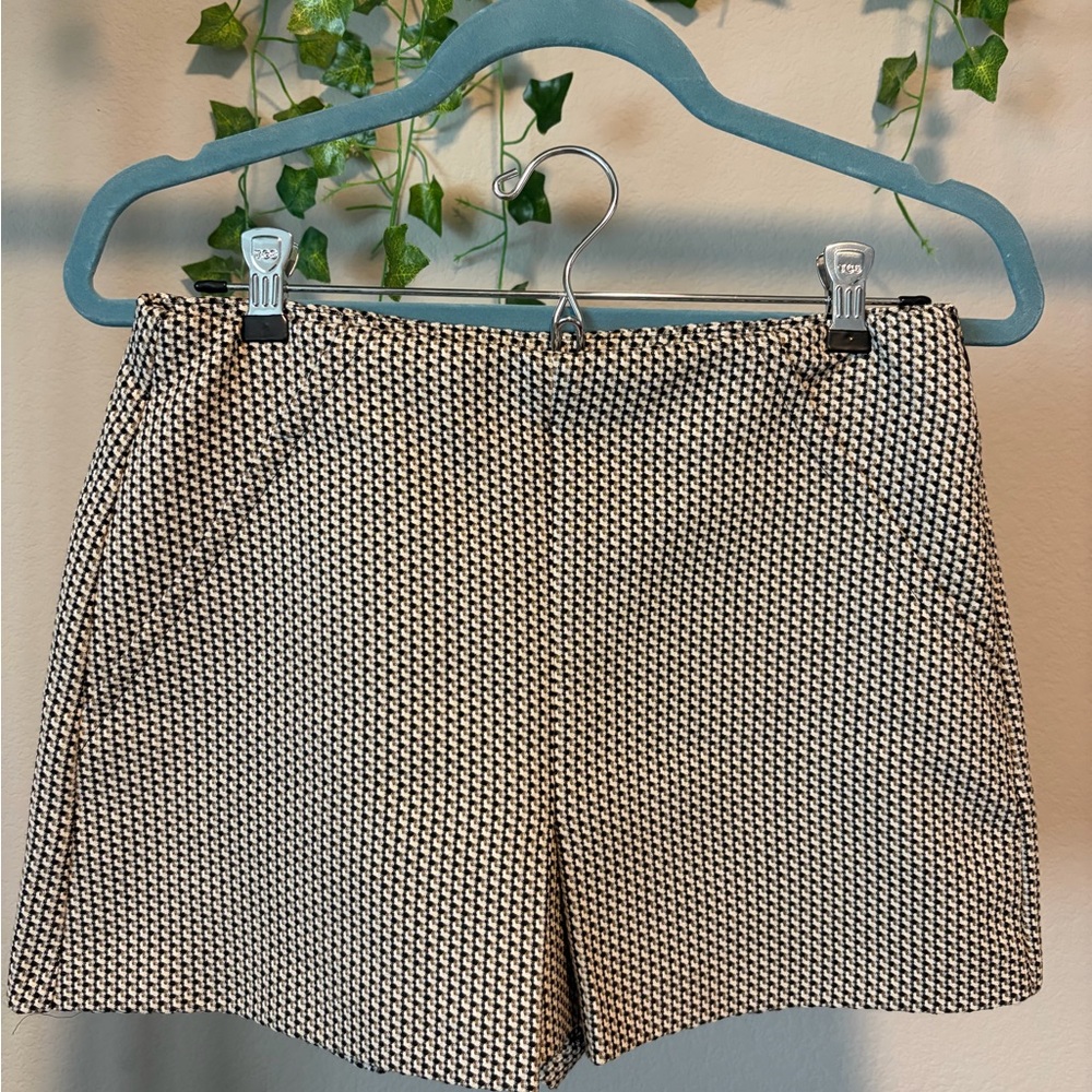Zara Black and White Patterned Tailored Shorts